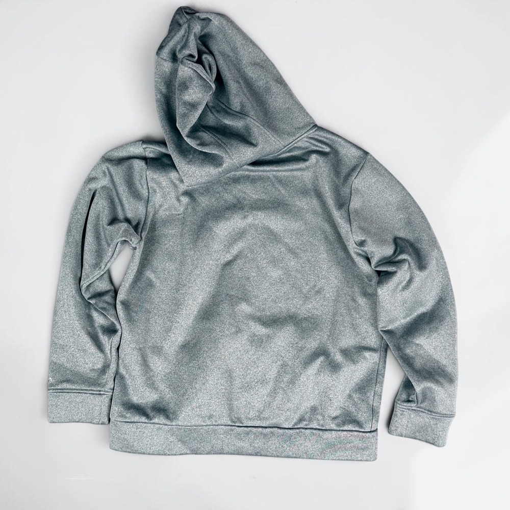 Under Armour Boys Gray Big Logo Fleece Hoodie Sweatshirt YMD Medium Loose Fit - Picture 3 of 4